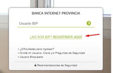 Home Banking de Banco Provincia BIP